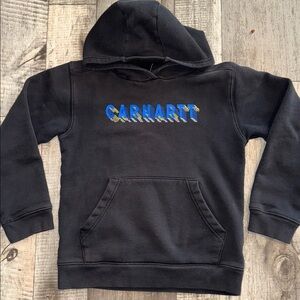 Carhartt Kids Black Hoodie with Blue Accents- size M 10/12